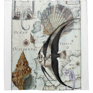 Rideaux De Douche Carte minable de plage