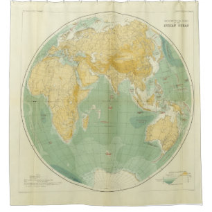 Rideaux De Douche Carte mondiale Océan Indien, Europe, Asie, Afriqu