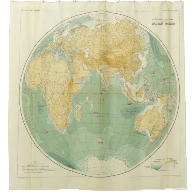Rideaux De Douche Carte mondiale Océan Indien, Europe, Asie, Afrique (Devant)