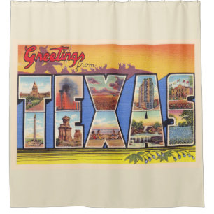 Rideaux De Douche Carte postale à grande lettre Vintage de l'État du