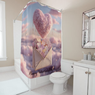 Rideaux De Douche Carte postale à motif de cœur flottant de lettres