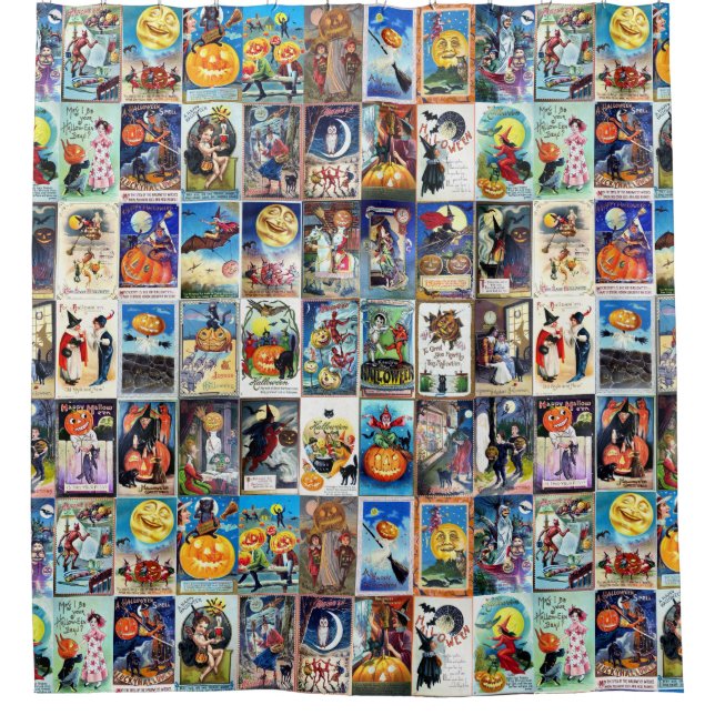 Rideaux De Douche Carte postale de cru de Halloween (Devant)