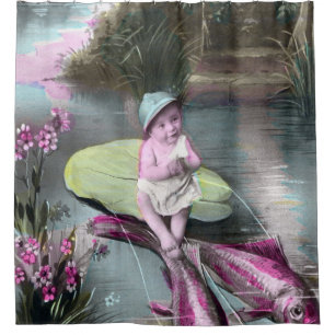 Rideaux De Douche Carte postale vintage French April Fool