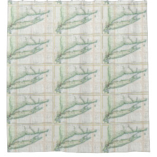 Rideaux De Douche Carte vintage de Long Island NY (1877)