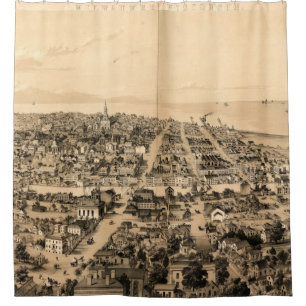 Rideaux De Douche Carte vintage de Milwaukee (1854)
