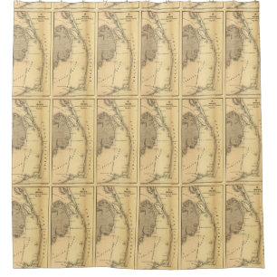 Rideaux De Douche Carte vintage des banques externes (1862)