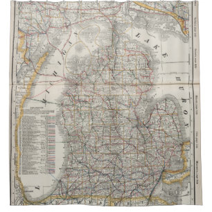 Rideaux De Douche Carte vintage du Michigan (1901) 3
