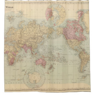 Rideaux De Douche Carte vintage du monde (1901)