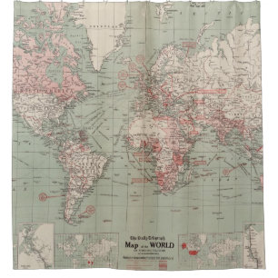 Rideaux De Douche Carte vintage du monde (1918)