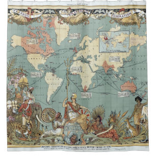 Rideaux De Douche Carte vintage du monde d'Empire Britannique (1886)
