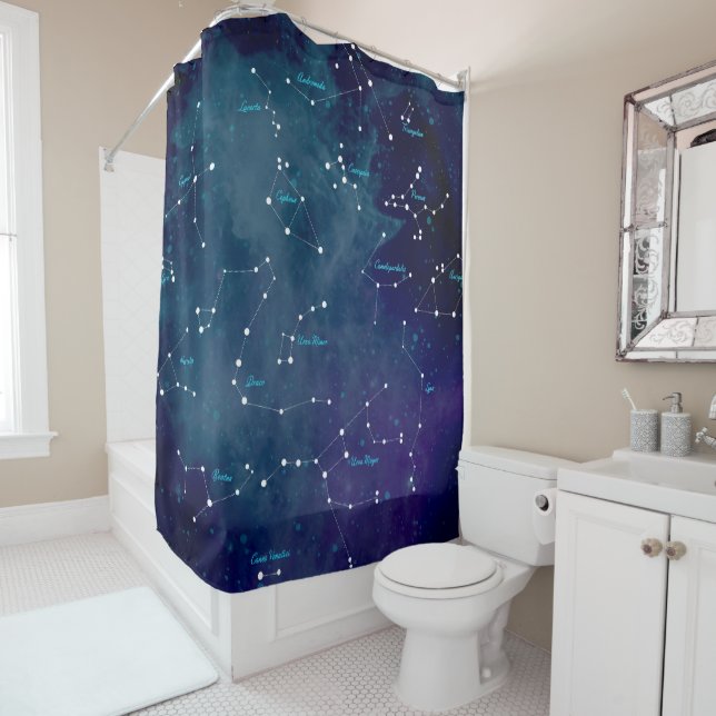 Rideaux De Douche Cartes du ciel Constellations Astronomie (En situation)