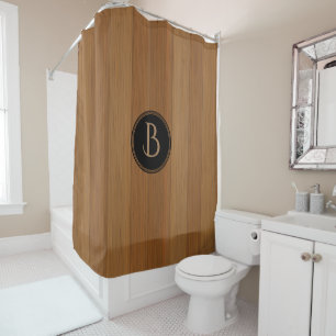 Rideaux De Douche Cartes en bois Brown Monogramme