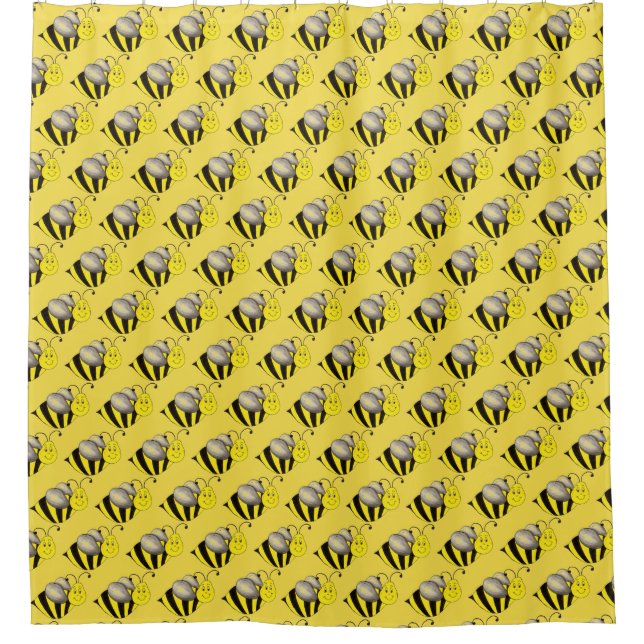 Rideaux De Douche Carton jaune noir Bee Bumblebee abeille (Devant)