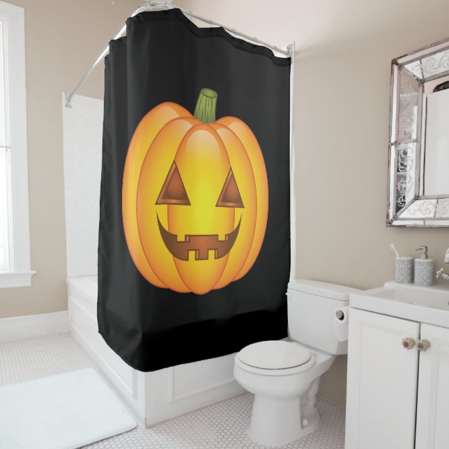 Rideaux De Douche Carton mignon Halloween Jack O’Lantern Citrouille (En situation)