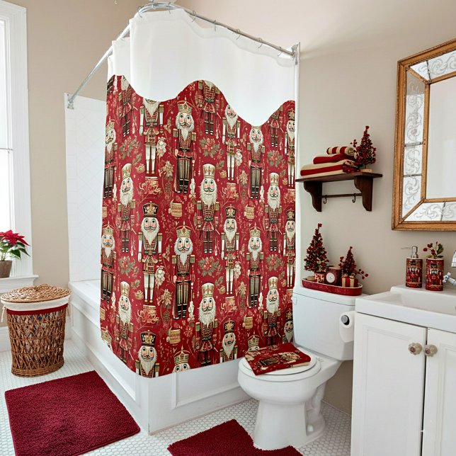 Rideaux De Douche Casse-noix rouges motif Noël enneigé (Créateur téléchargé)