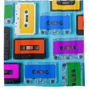 Rideaux De Douche Cassette Rétro : Collection Arrière - plan Bleue