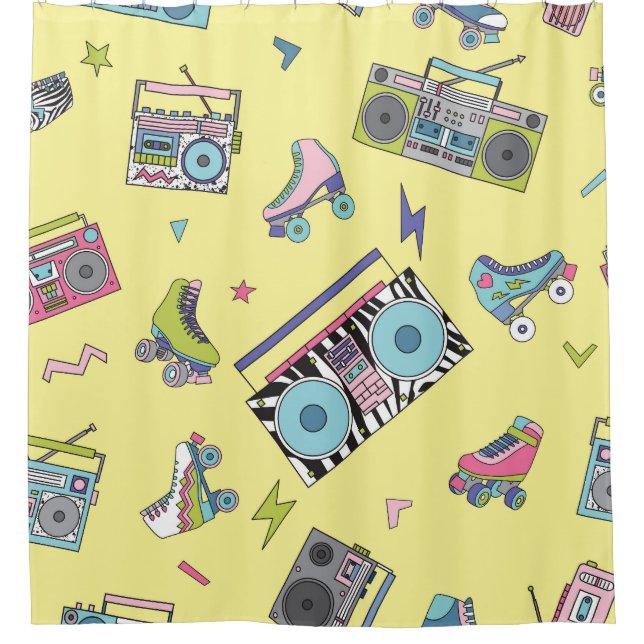 Rideaux De Douche cassette vintage, roulettes : rétro (Devant)
