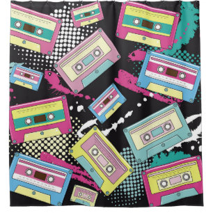 Rideaux De Douche cassettes multicolores sur une couture arrière - p