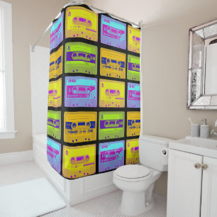 Rideaux De Douche Cassettes Rétro Pop Art des Années 80
