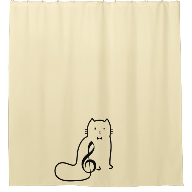 RIDEAUX DE DOUCHE CAT ET MUSIQUE NOTE (Devant)
