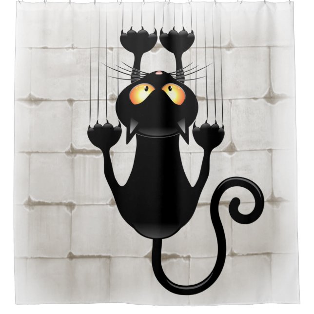 Rideaux De Douche Cat Falling down fun dessin personnage (Devant)