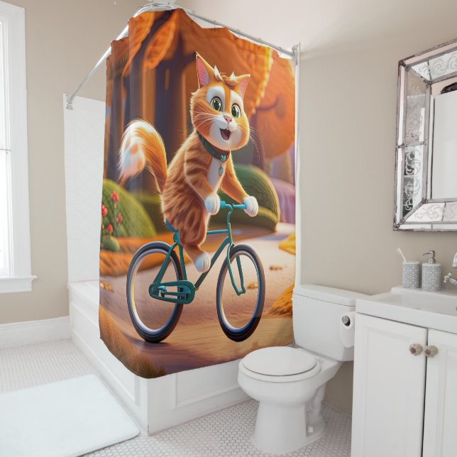 Rideaux De Douche Cat riding a bicycle (En situation)