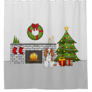 Rideaux De Douche Cavalier Blenheim Chien Dans Une Salle De Noël Fes