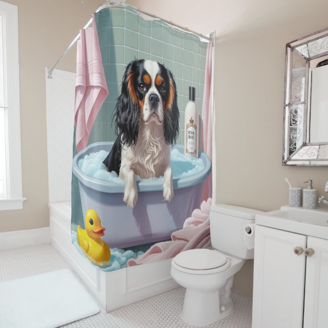 Rideaux De Douche Cavalier King Charles Spaniel Sleepy mignonne drôl (En situation)