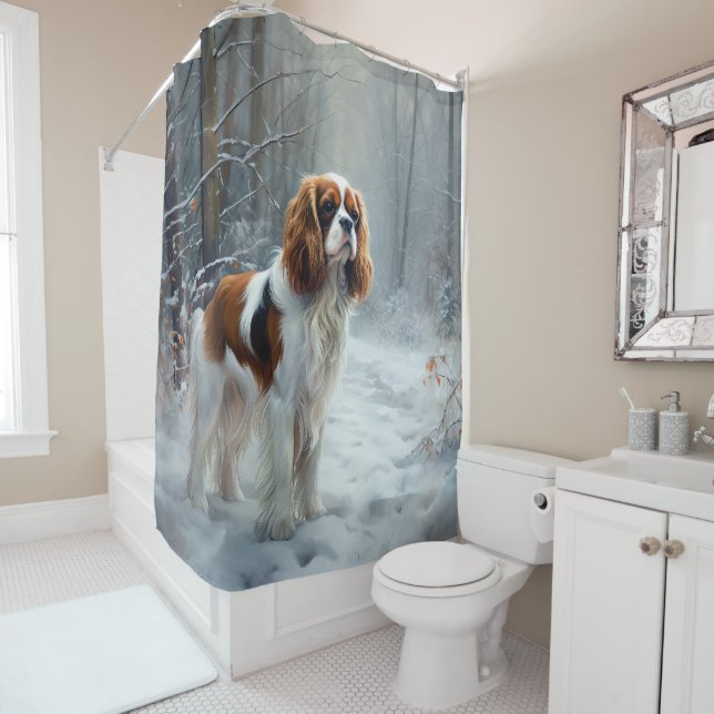 Rideaux De Douche Cavalier Roi Laissez Tomber la Neige Noël Brosse (En situation)