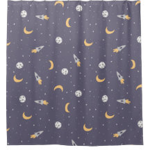 Céleste Rocket Moon Stars Planet Motif