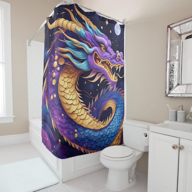 Rideaux De Douche celestial dragon shower curtain (En situation)