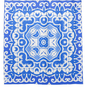 Rideaux De Douche Céramique d'azulejo portugaise antique. Vintage co