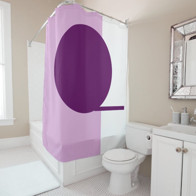 Rideaux De Douche Cercle d'art Abstrait violet rose blanc (En situation)