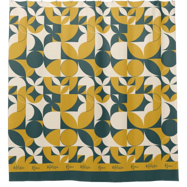 Rideaux De Douche Cercle vert de moutarde Abstraite personnalisée (Devant)