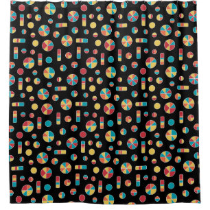 Rideaux De Douche Cercles à secteurs et barres Motif 271019v3 - Noir