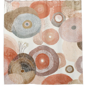 Rideaux De Douche Cercles Abstraits Bohème Terriens   Design Organiq