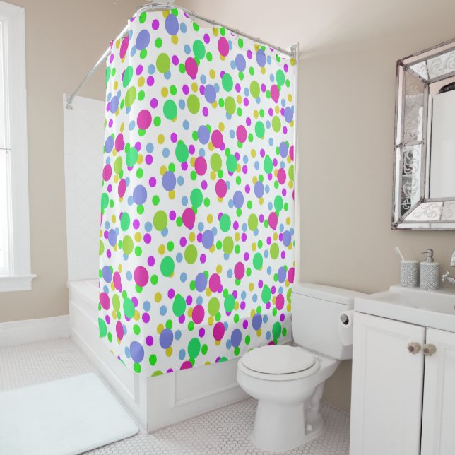 Rideaux De Douche Cercles abstraits sans couture amusant confetti po (En situation)