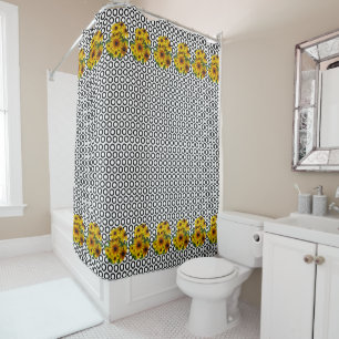 Rideaux De Douche Cercles Avec Des Clusters De Susans À Oeil Noir
