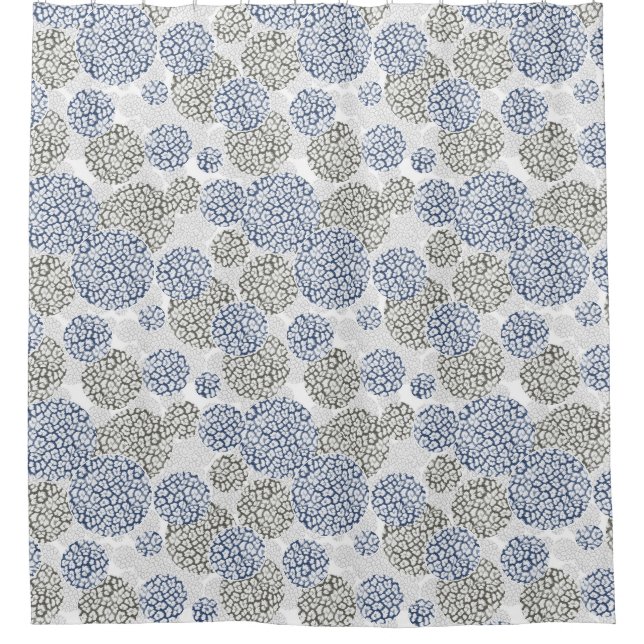 Rideaux De Douche Cercles avec impression peau de léopard gris et bl (Devant)