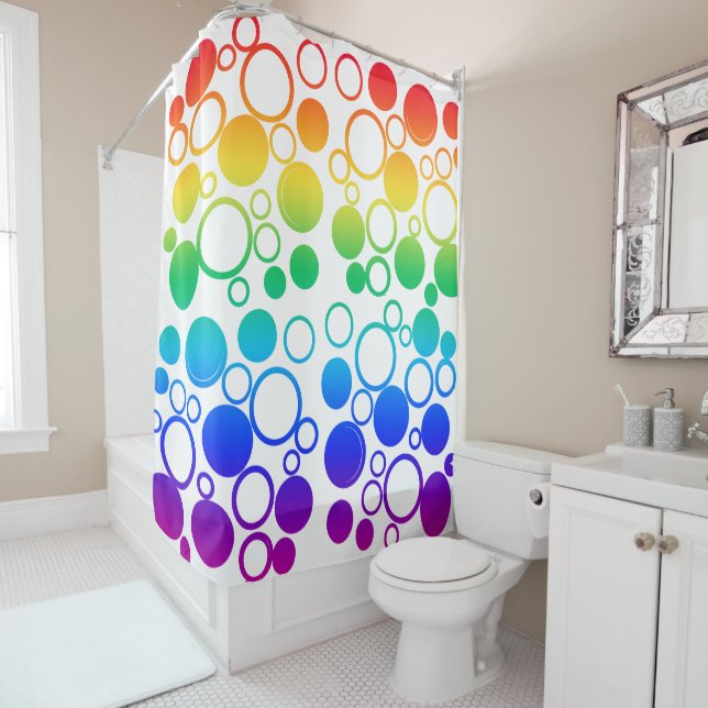 Rideaux De Douche Cercles, bulles, couleurs arc-en-ciel (En situation)