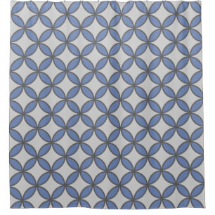 Rideaux De Douche Cercles de chevauchement bleu et gris français mot