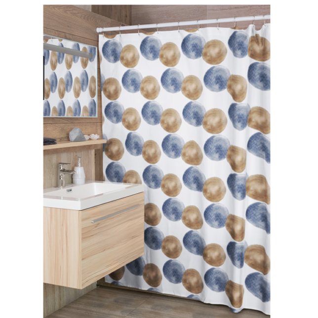 Rideaux De Douche Cercles de cuivre bleu moderne (Créateur téléchargé)