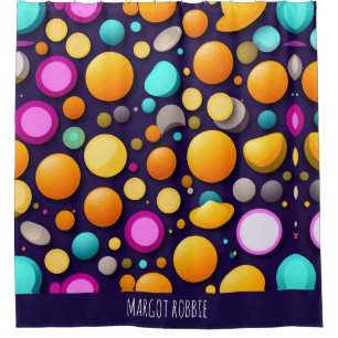 Rideaux De Douche Cercles de sourire plat Motif orange bleu rétro