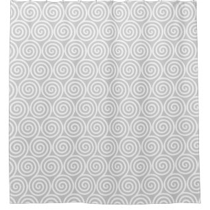 Rideaux De Douche Cercles de spirale abstraits en gris clair et blan