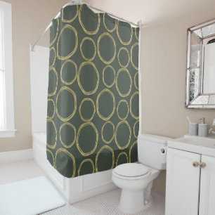 Rideaux De Douche Cercles d'or & Olive rustique Vert moderne tendanc