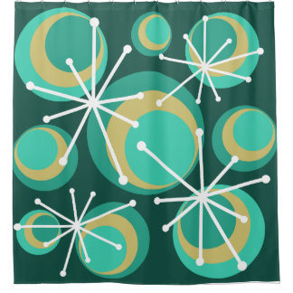 Rideaux De Douche Cercles du milieu du siècle démarre Turquoise