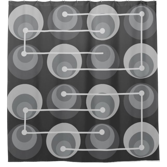 Rideaux De Douche Cercles du milieu du siècle gris foncé (Devant)