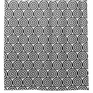 Rideaux De Douche Cercles en spirale abstraits en noir et blanc