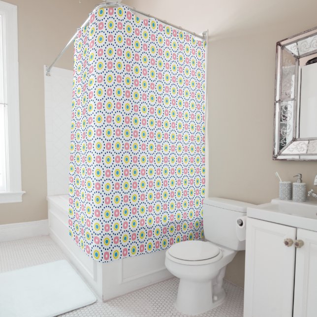 Rideaux De Douche cercles et formes hexagonales (En situation)