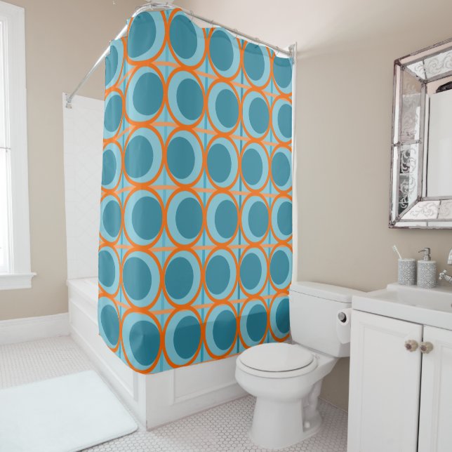 Rideaux De Douche Cercles et lignes MCM (En situation)